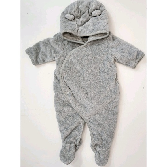 GAP Soft Gray Hooded Baby Footie - Picture 1 of 7